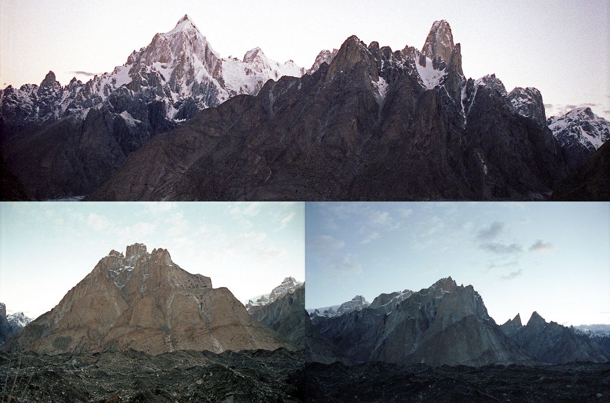 07 Paiju Peak, Uli Biaho Tower, Trango Castle, Cathedral And Lobsang Spire From Khoburtse Just Before Sunrise